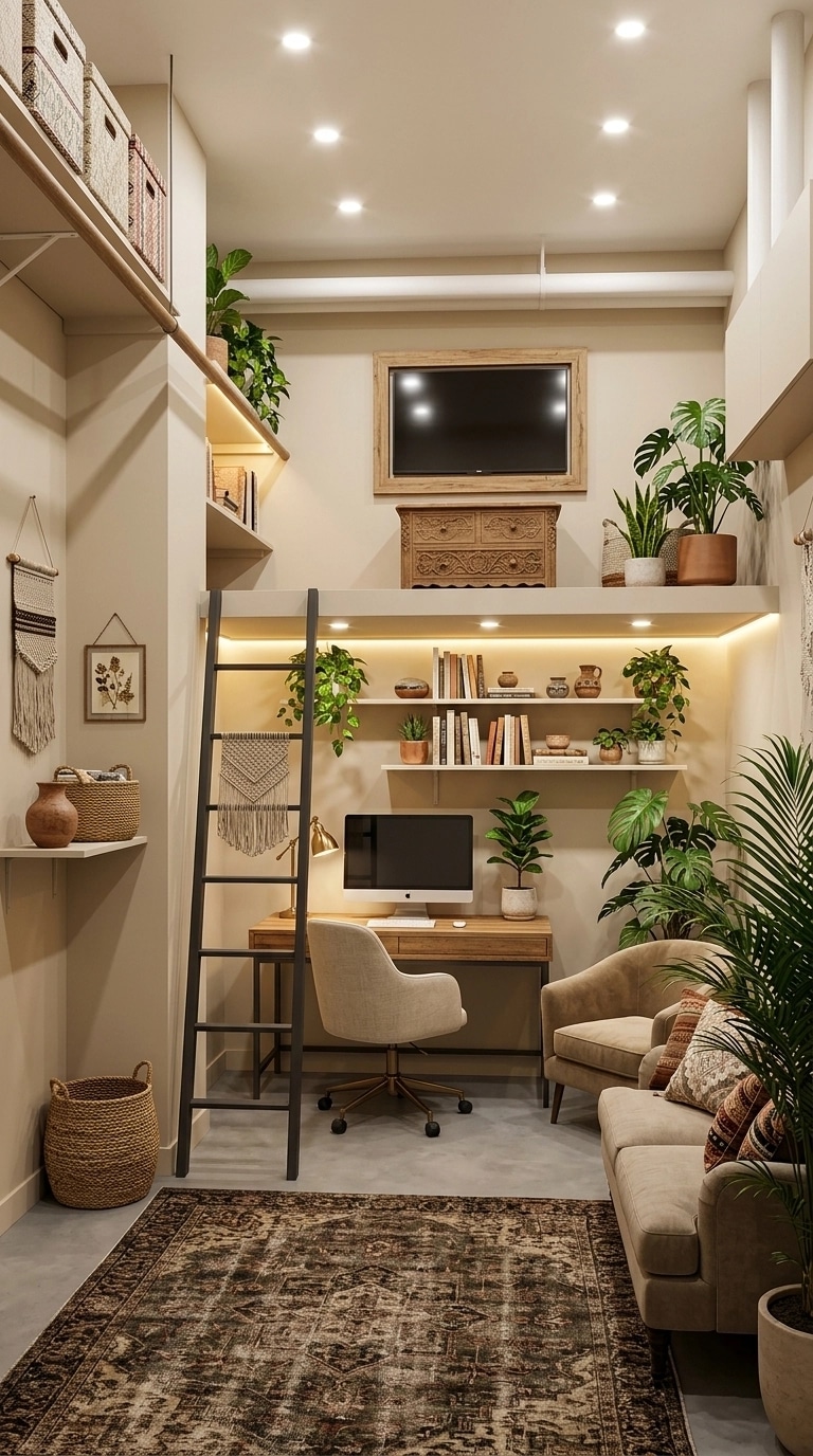 Office interior in Bohemian style — photo by GenRoom AI