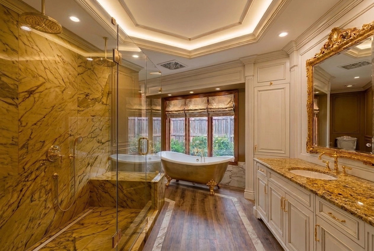 Bathroom interior in Neoclassic style — photo by GenRoom AI