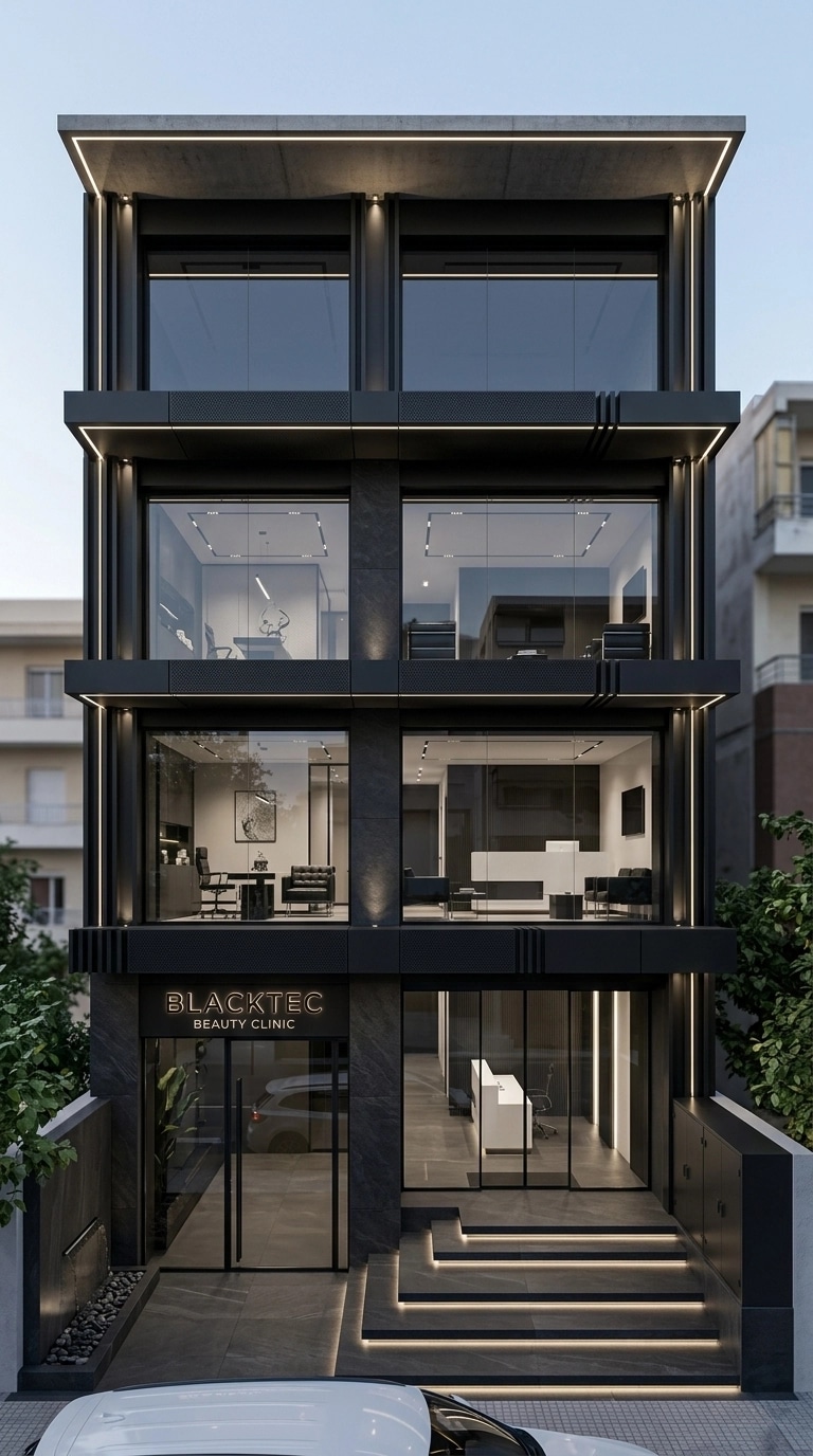 Facade design in Blacktec Facade style — Facade by GenRoom AI