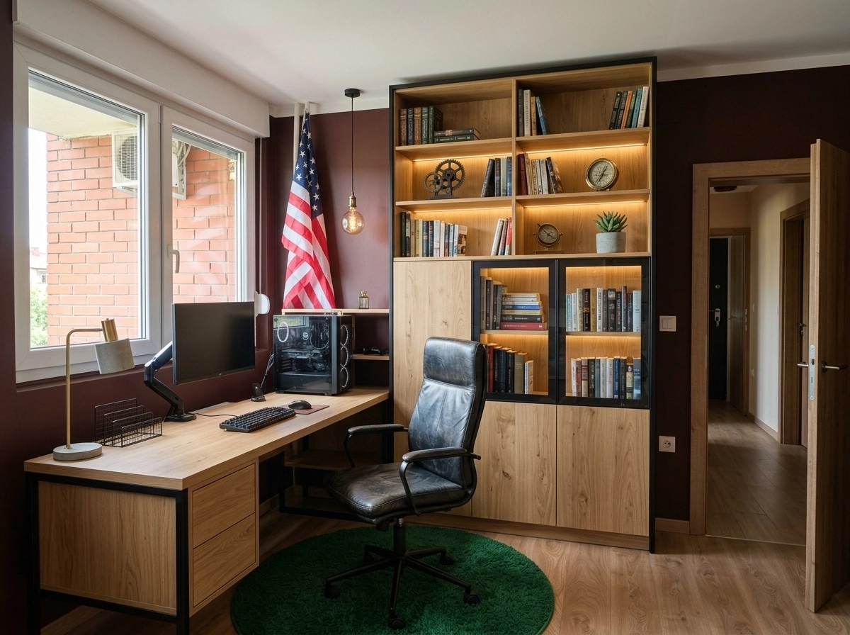 Interior design in Loft / Industrial style — home_office by GenRoom AI
