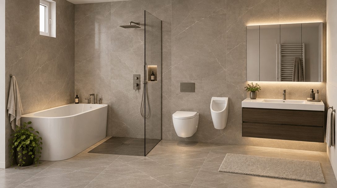 Bathroom interior in Minimalism style — photo by GenRoom AI