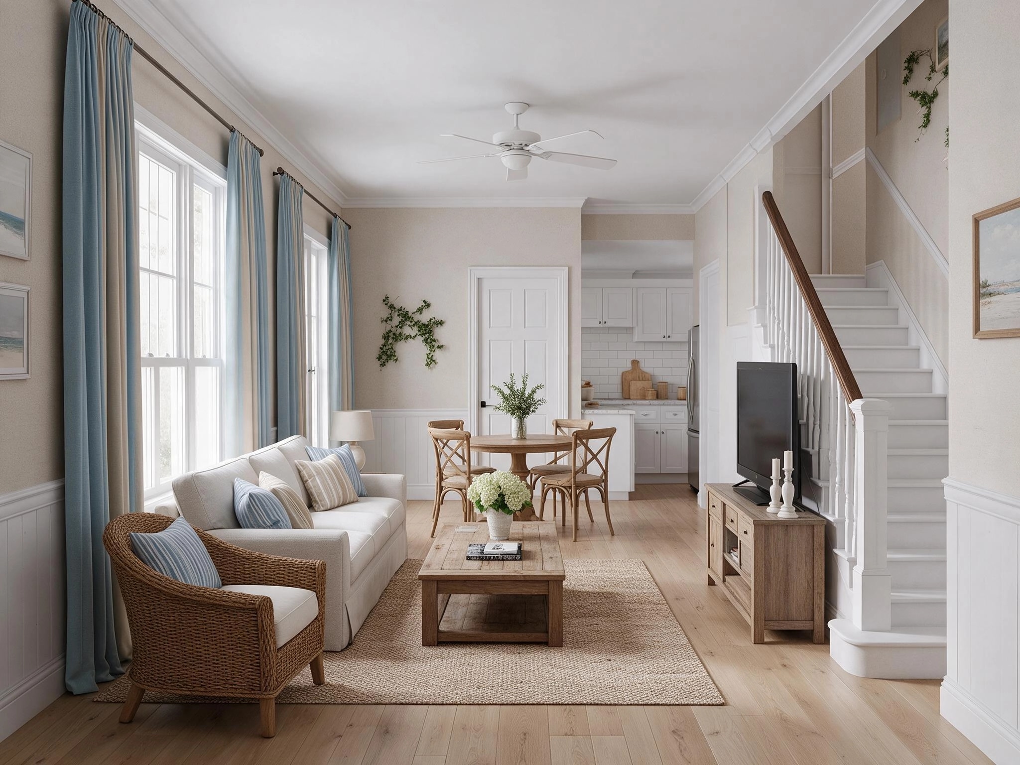Interior design in Coastal / Hamptons style — Living Room by GenRoom AI