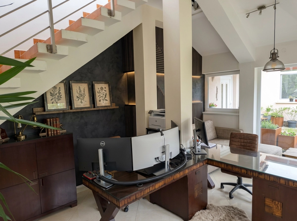 Office interior in Modern Farmhouse style — photo by GenRoom AI