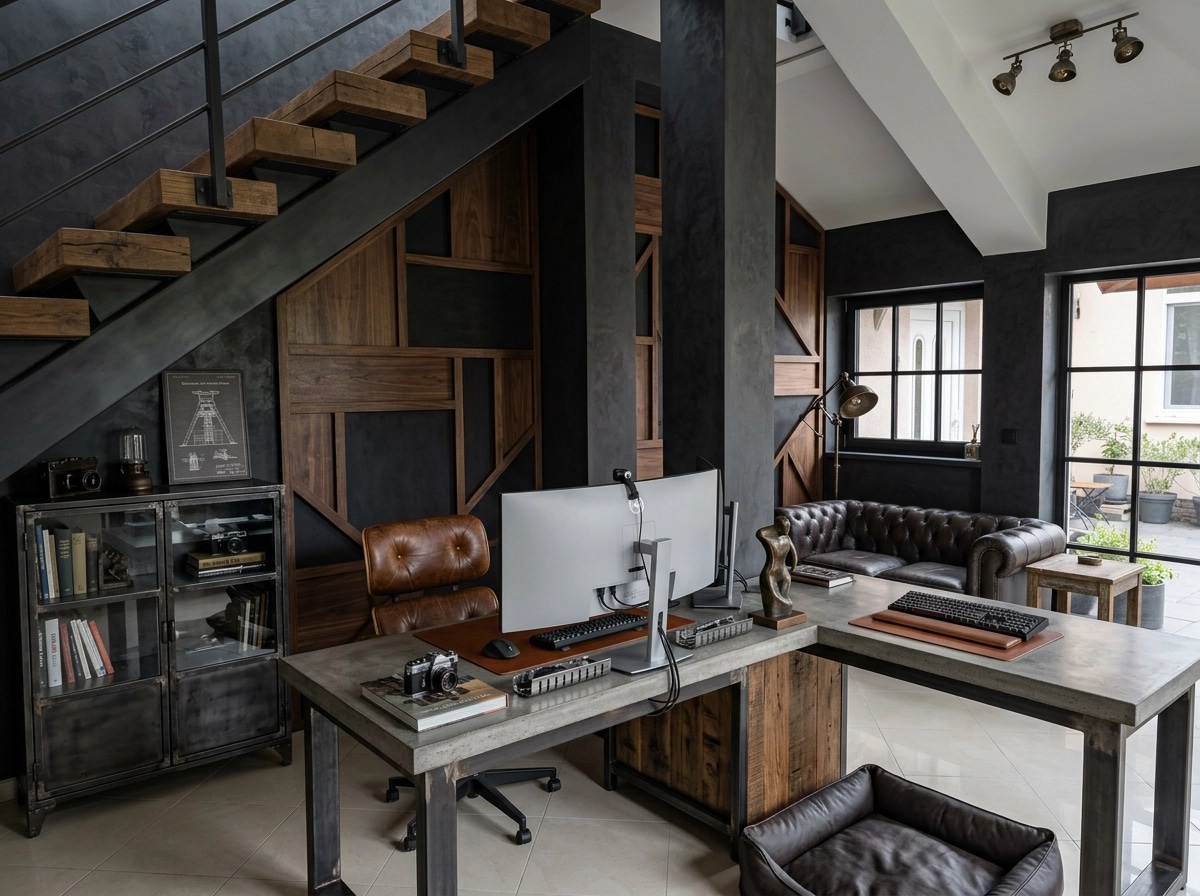 Interior design in Loft / Industrial style — Office by GenRoom AI