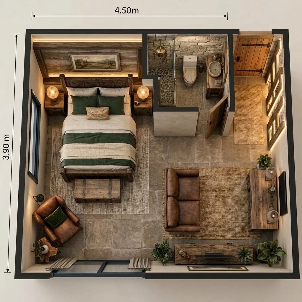 Interior design in Rustic style — Bedroom by GenRoom AI