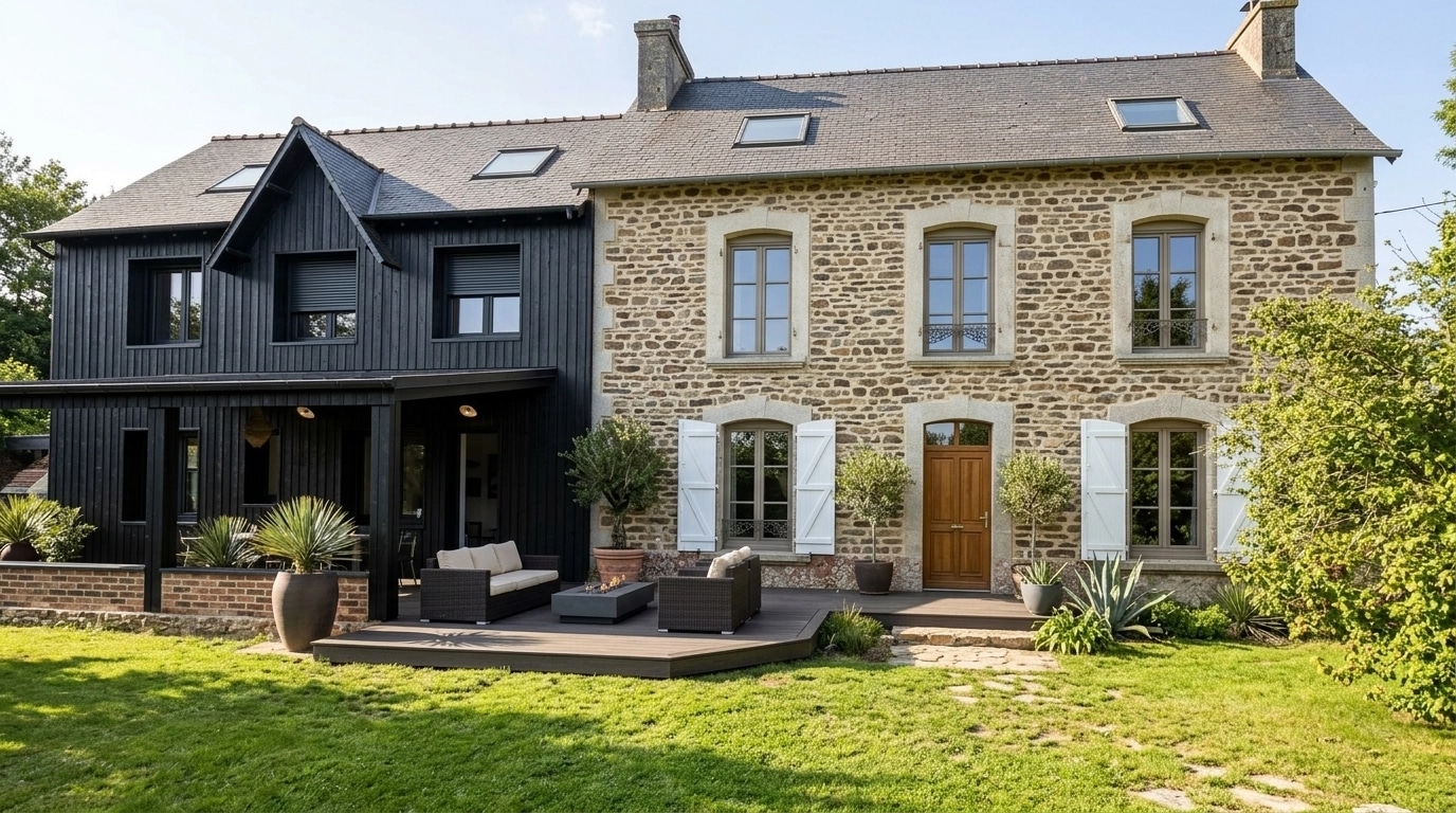 Facade design in Barnhouse Facade style — photo by GenRoom AI