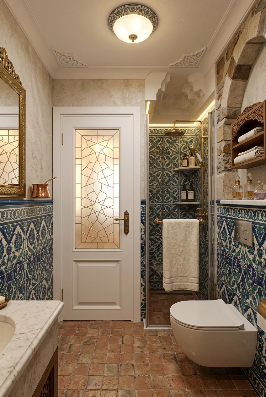 Bathroom interior in Mediterranean style — photo by GenRoom AI
