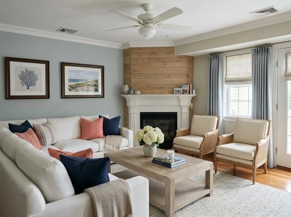 Interior design in Coastal / Hamptons style — Living Room by GenRoom AI