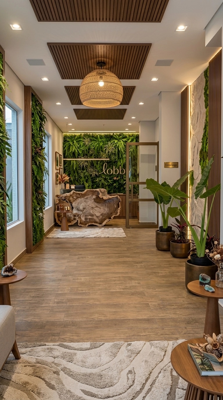 Interior design in Biophilic style — lobby by GenRoom AI