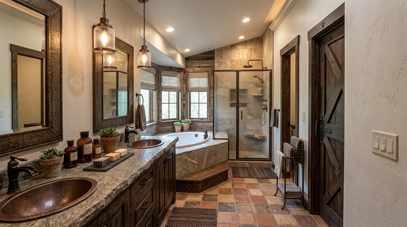 Rustic Bano design — interior photo by GenRoom AI