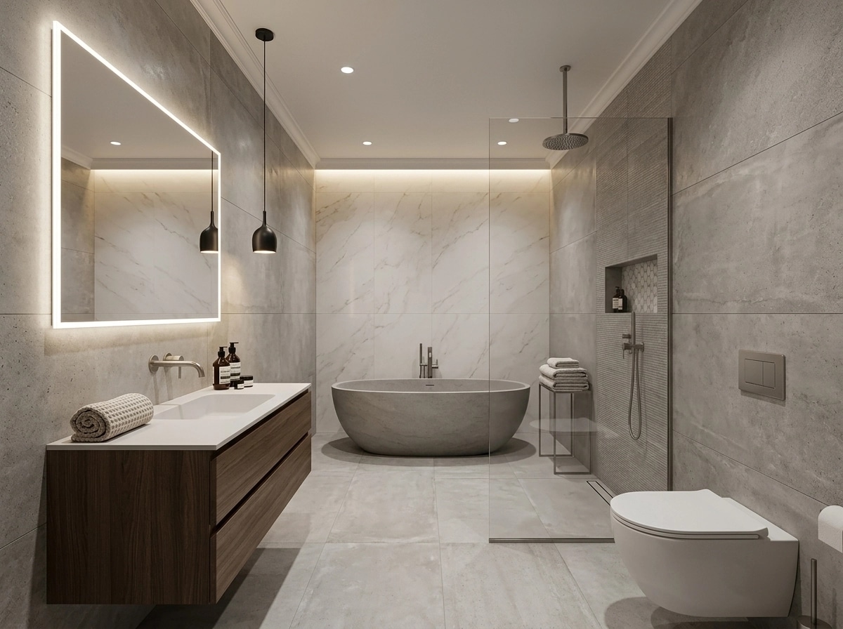 Bathroom interior in Contemporary style — photo by GenRoom AI