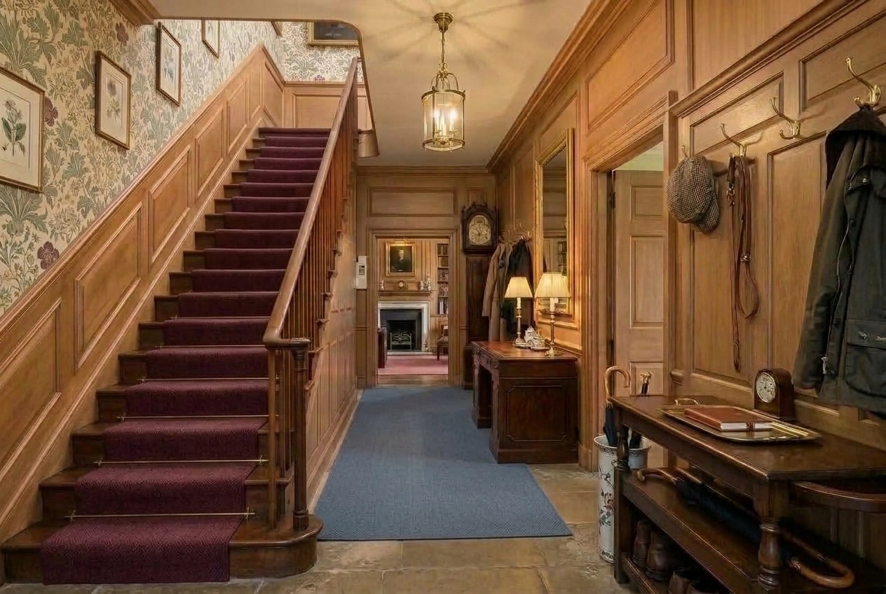 Hallway interior in British style — photo by GenRoom AI