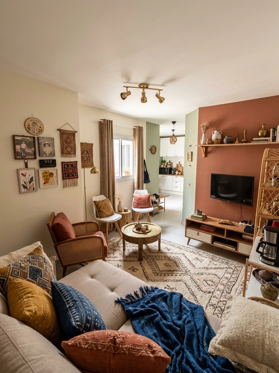 Interior design in Bohemian style — Living Room by GenRoom AI