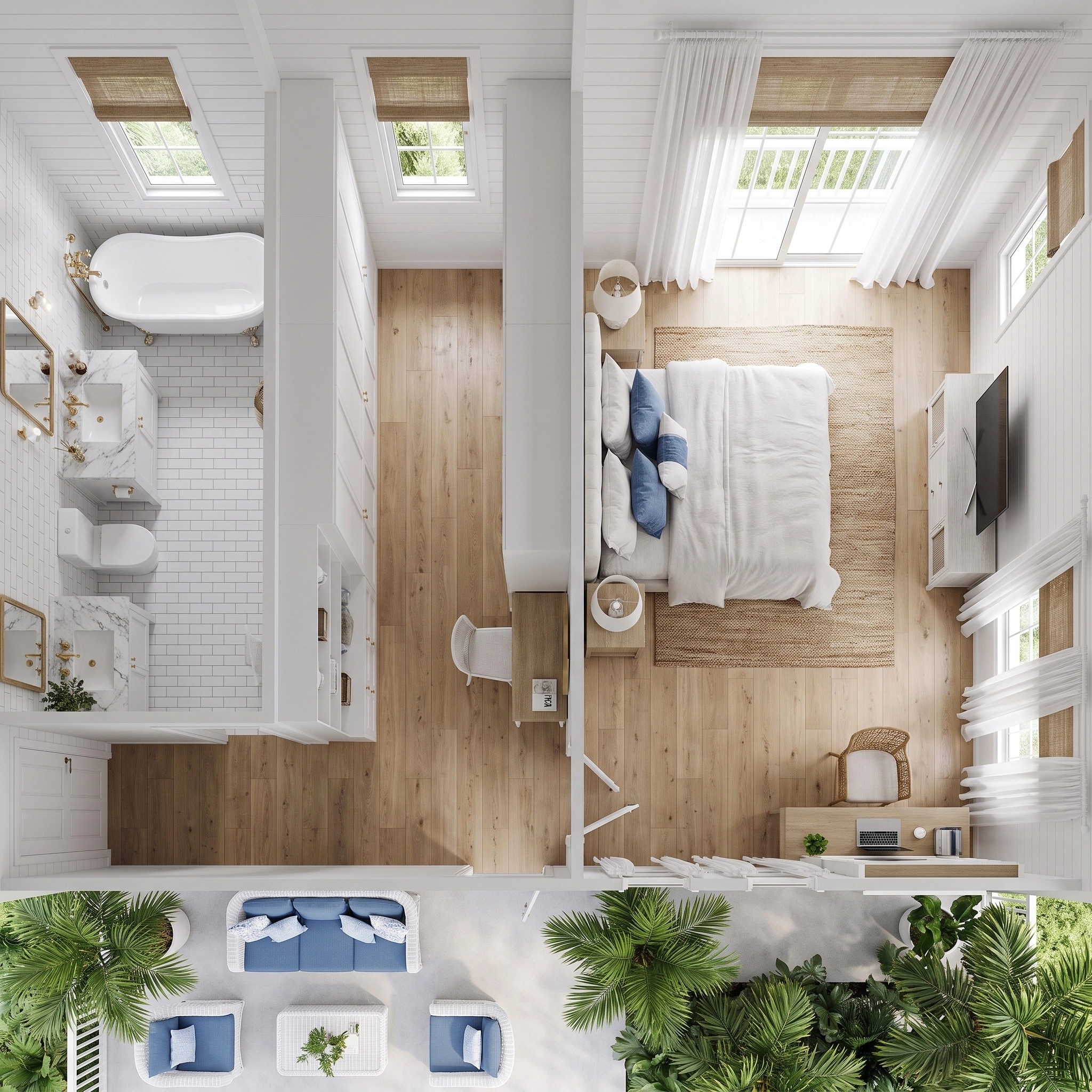 Coastal / Hamptons Sala de Estar design — interior photo by GenRoom AI
