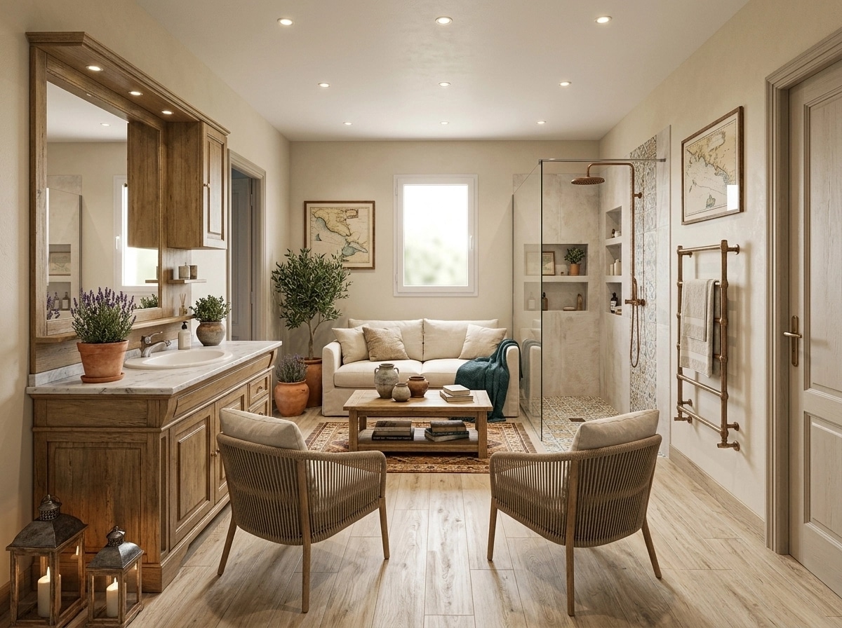Diseño de interiores en estilo Mediterranean — Salón por GenRoom AI