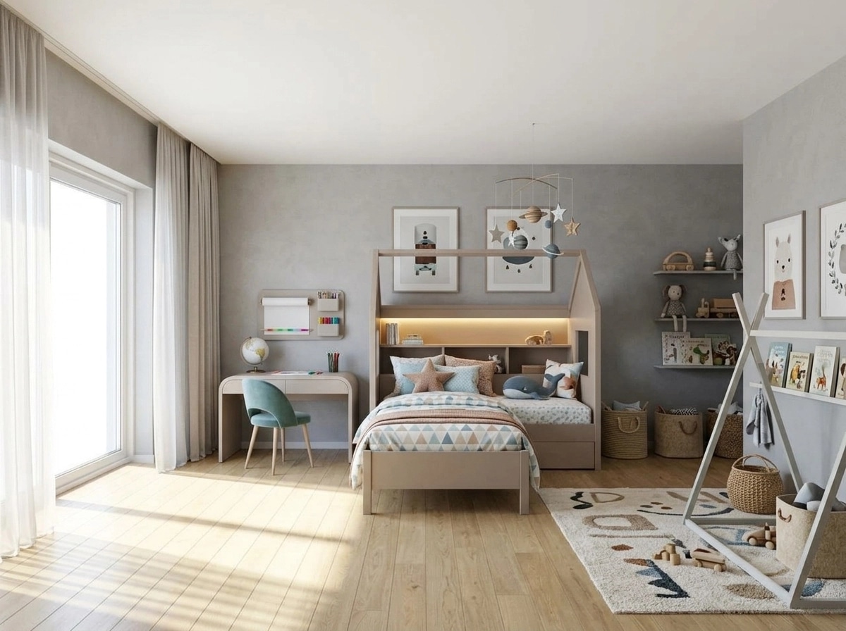 Contemporary Kids Room design — interior photo by GenRoom AI