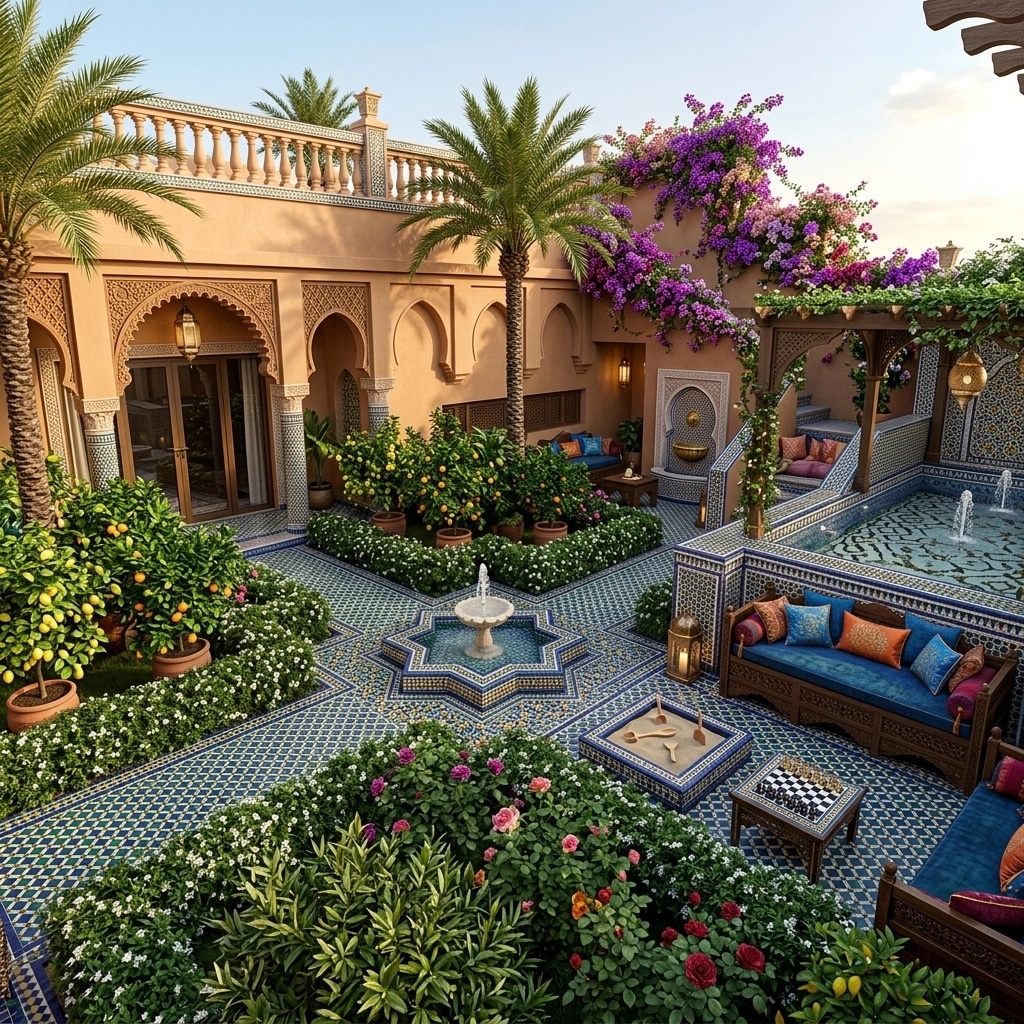 Landscape design in Arabian Courtyard style — Yard by GenRoom AI