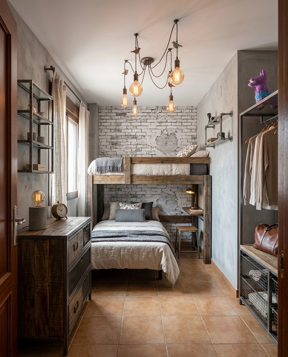 Interior design in Loft / Industrial style — Bedroom by GenRoom AI