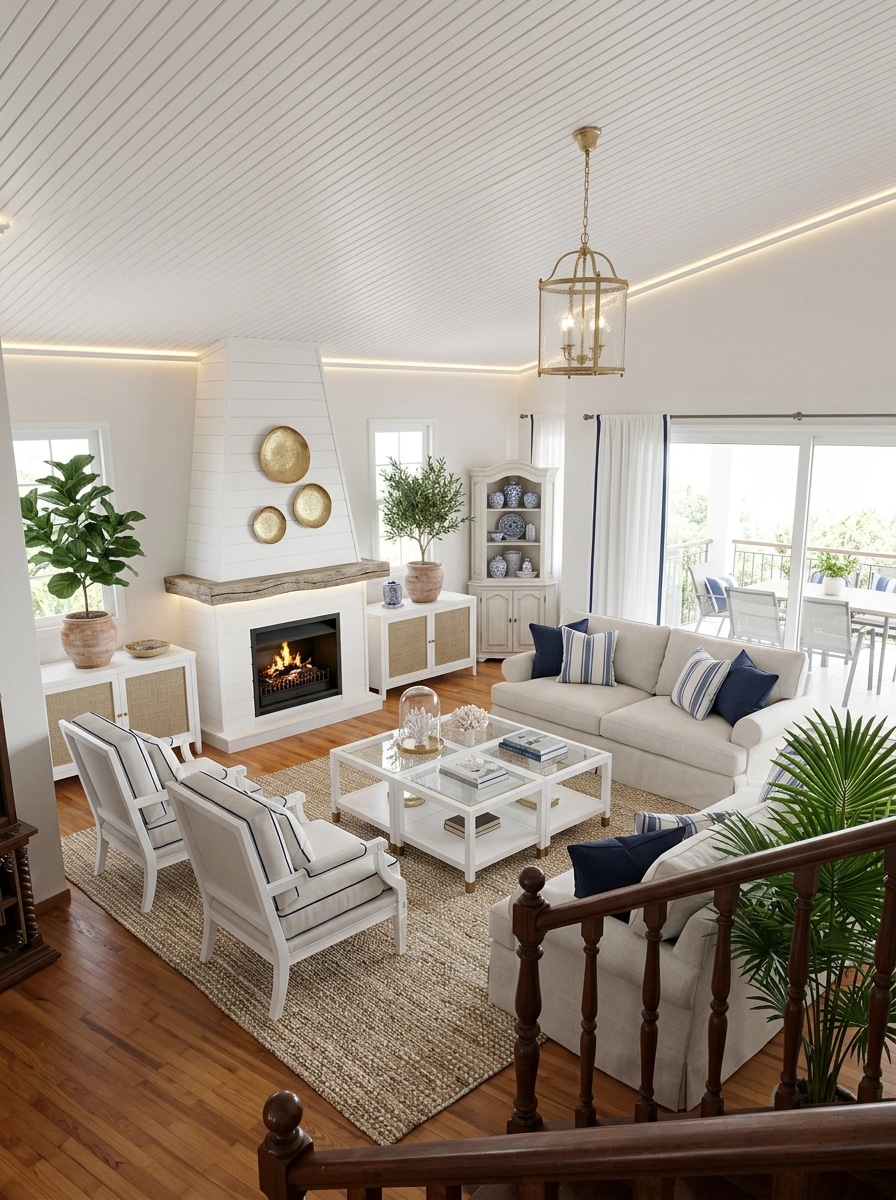 Interior design in Coastal / Hamptons style — Living Room by GenRoom AI