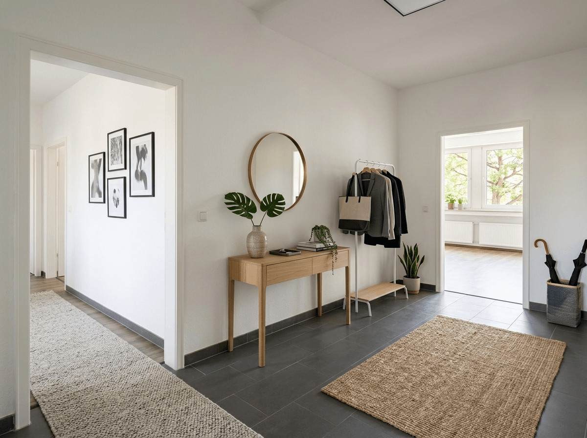 Hallway interior in Scandinavian style — photo by GenRoom AI