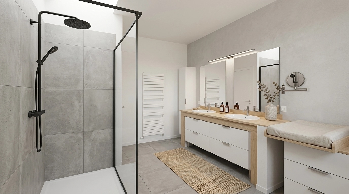 Scandinavian Bathroom design — interior photo by GenRoom AI