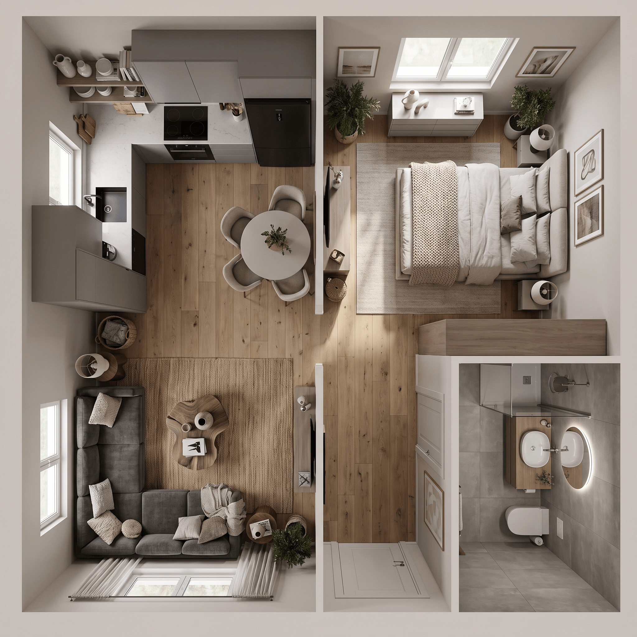 Contemporary ห้องนั่งเล่น design — interior photo by GenRoom AI