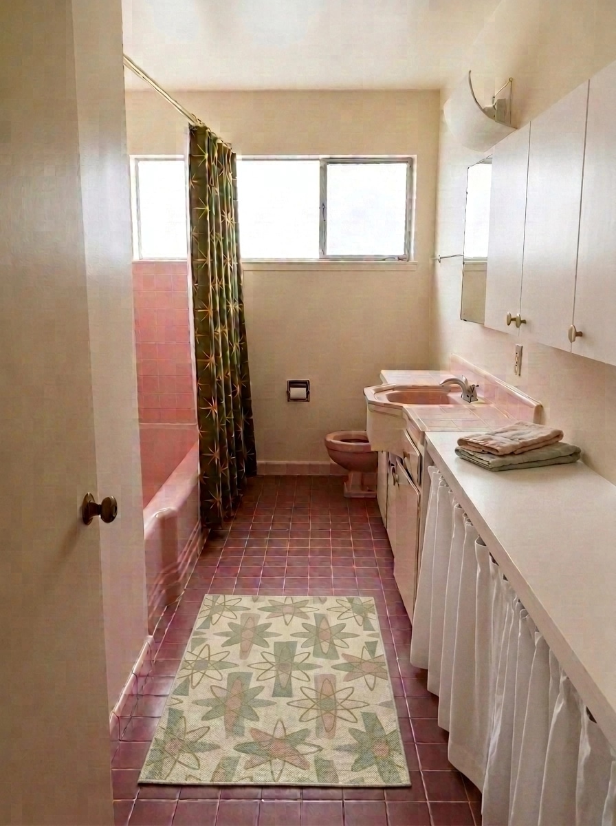 Bathroom interior in Mid-Century Modern style — photo by GenRoom AI