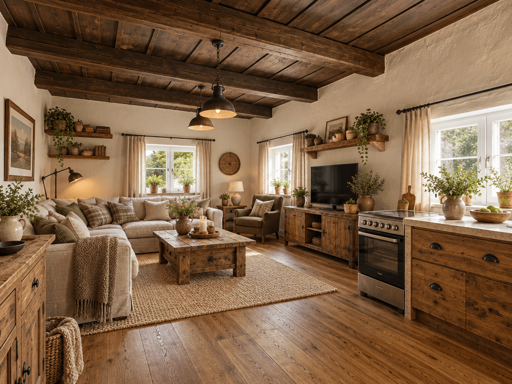 Interior design in Rustic style — Living Room by GenRoom AI