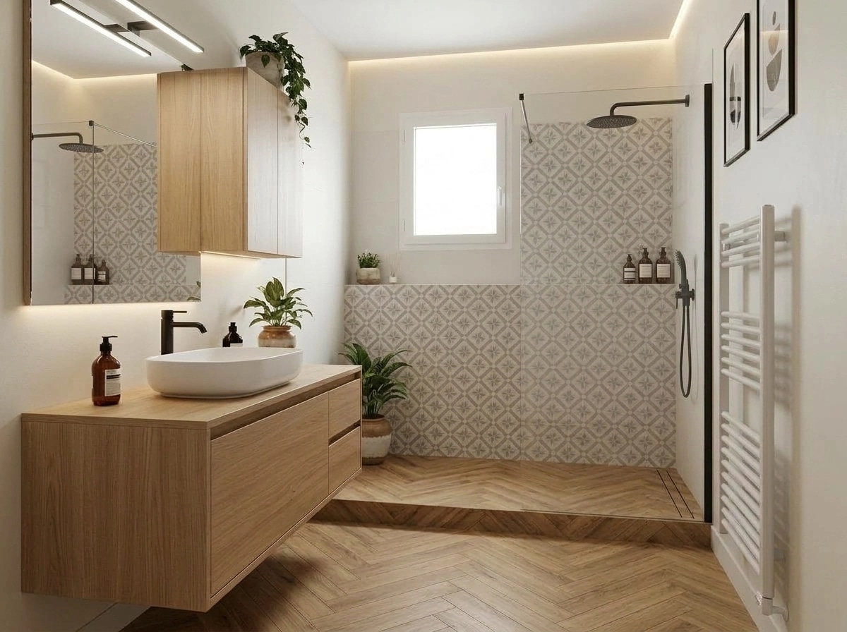 Bathroom interior in Minimalism style — photo by GenRoom AI