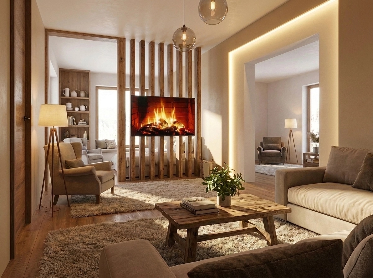 Интерьер дизайны Coastal / Hamptons стилінде — GenRoom AI жасаған Қонақ бөлме