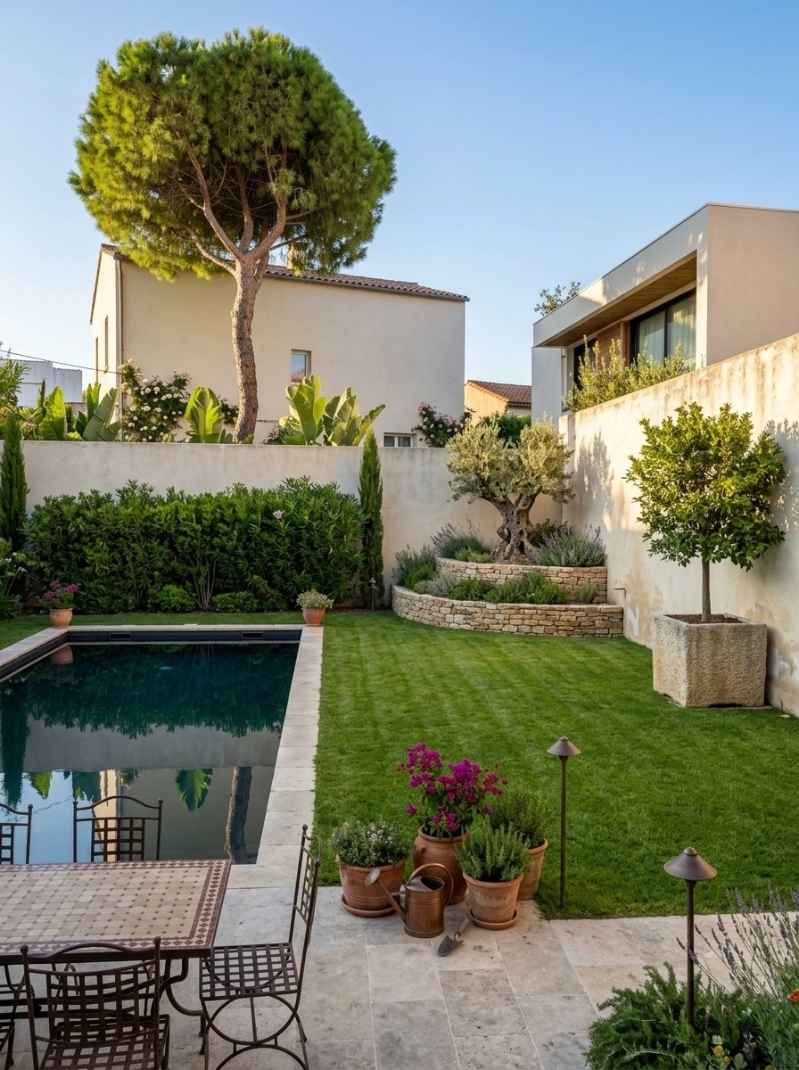 Thiết kế cảnh quan theo phong cách Provence Garden — Sân bởi GenRoom AI