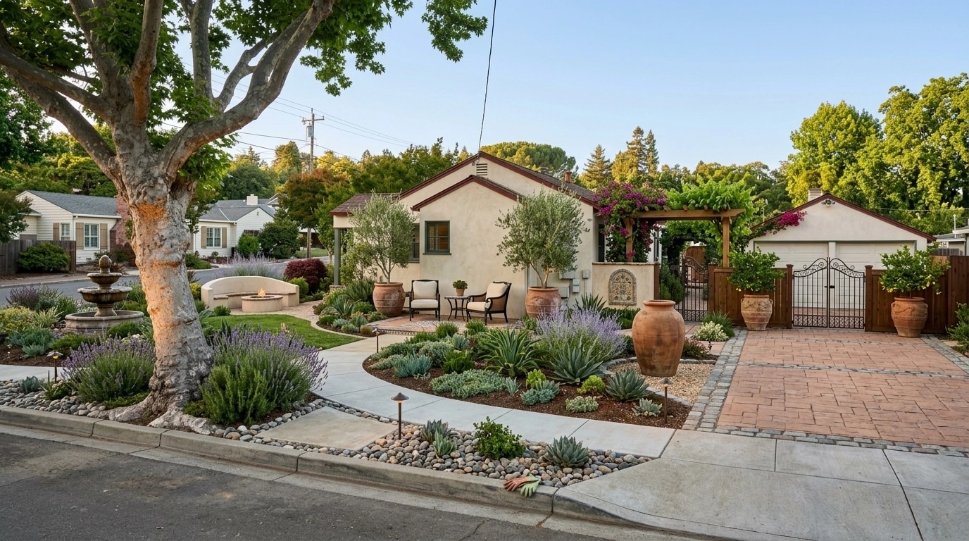 Landscape design in Mediterranean Yard style — Yard by GenRoom AI