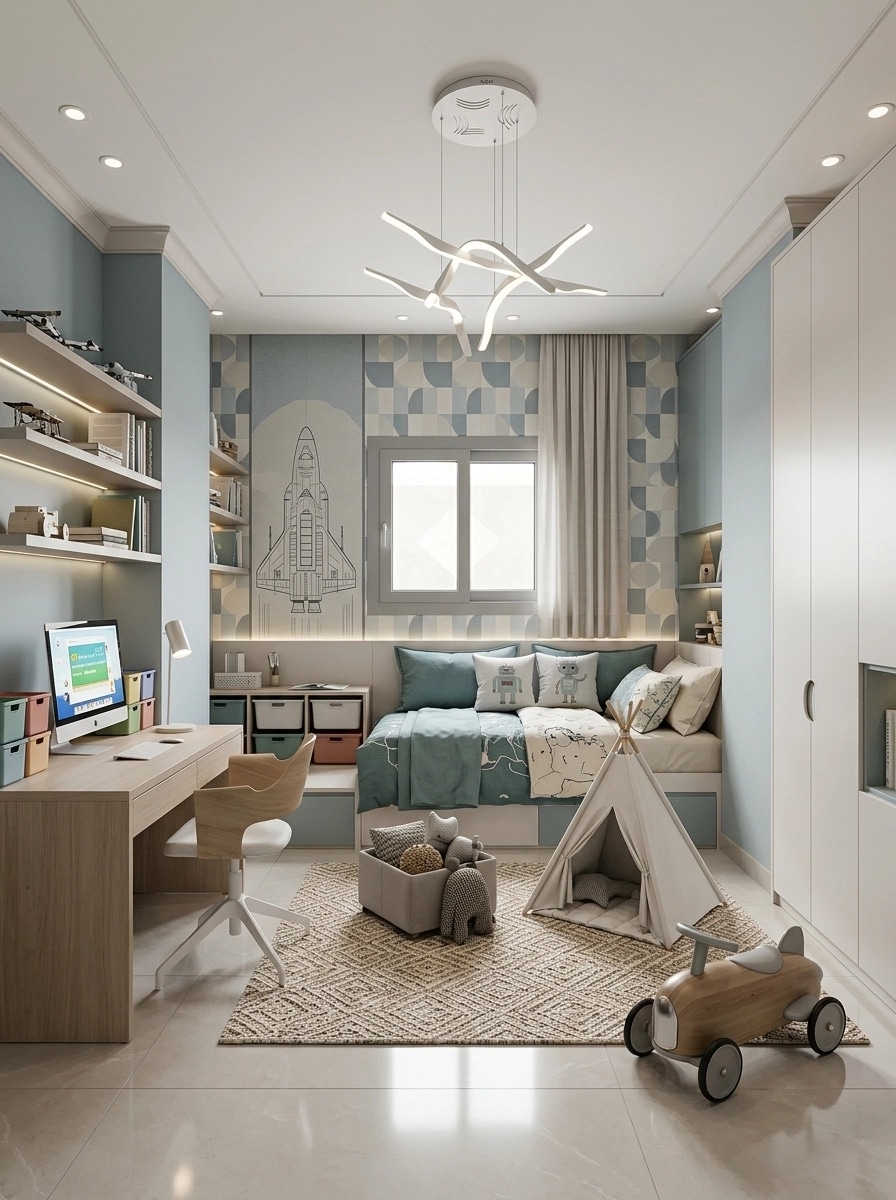 Contemporary Kids Room design — interior photo by GenRoom AI