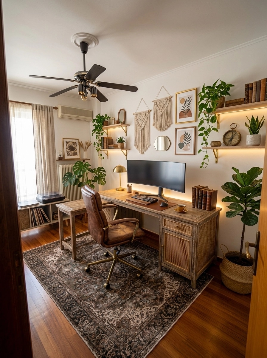 Office interior in Bohemian style — photo by GenRoom AI