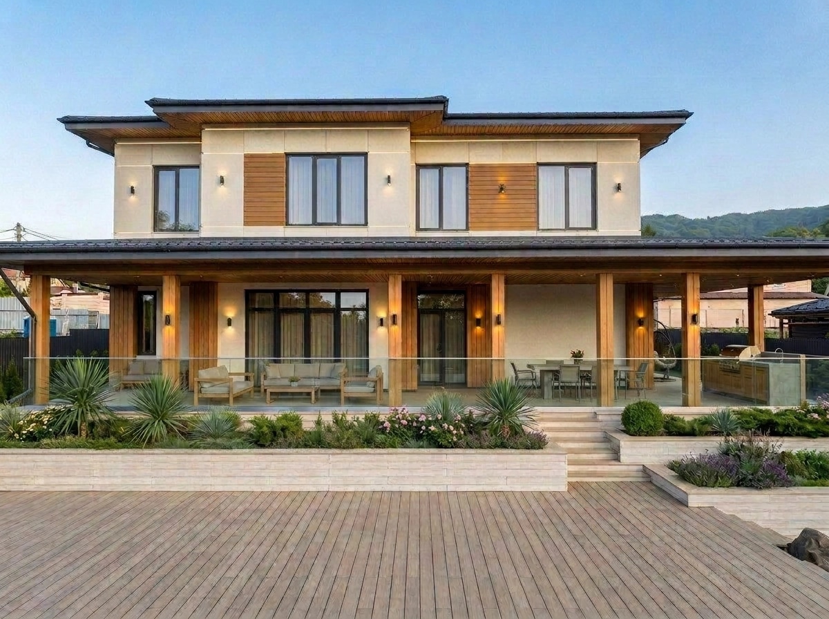Contemporary Facade Қасбет design — facade photo by GenRoom AI