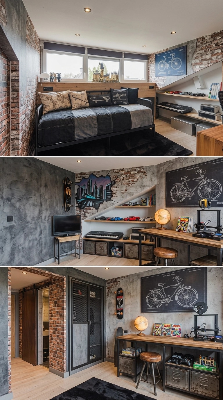 Interior design in Loft / Industrial style — Kids Room by GenRoom AI