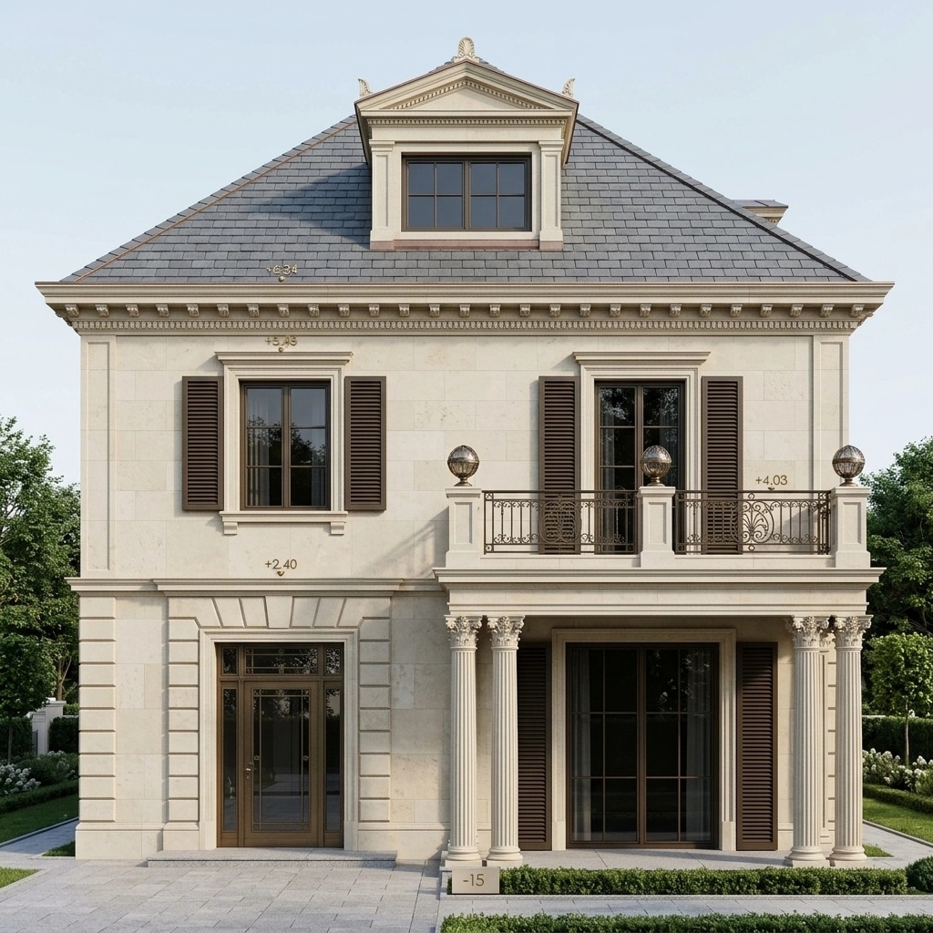 Neoclassic Facade Facade design — facade photo by GenRoom AI