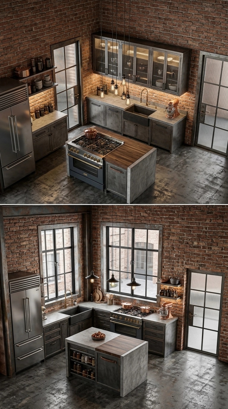 Kitchen interior in Loft / Industrial style — photo by GenRoom AI