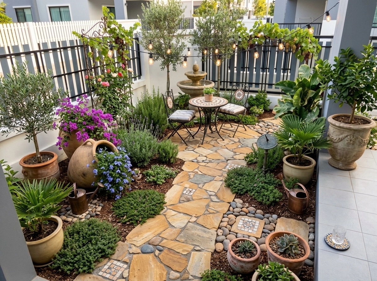 Landscape design in Mediterranean Yard style — Yard by GenRoom AI