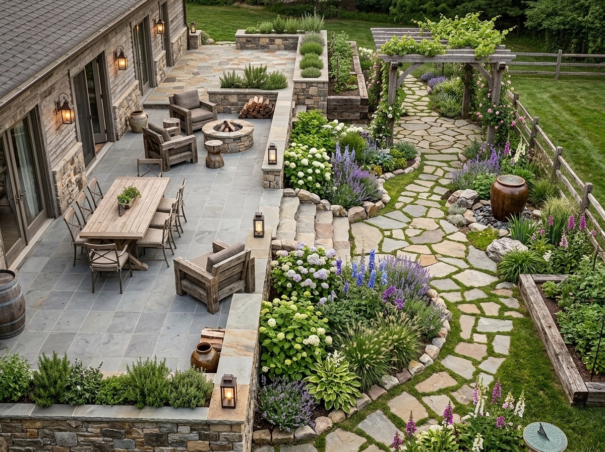 Design paysager en style Country Rustic Garden — Jardin par GenRoom AI