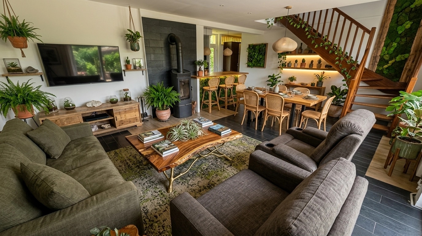 Design d'intérieur en style Biophilic — Salon par GenRoom AI
