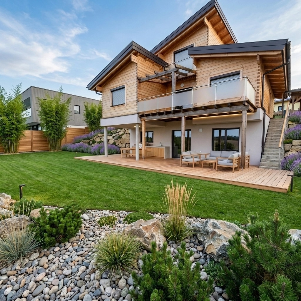 Landscape design in Scandinavian Garden style — Yard by GenRoom AI