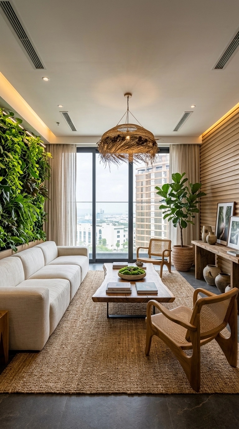 Biophilic Living Room design — interior photo by GenRoom AI