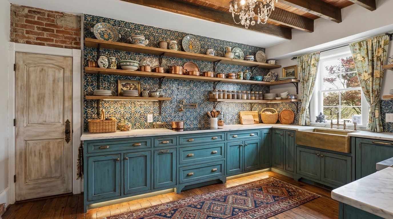 Kitchen interior in Bohemian style — photo by GenRoom AI