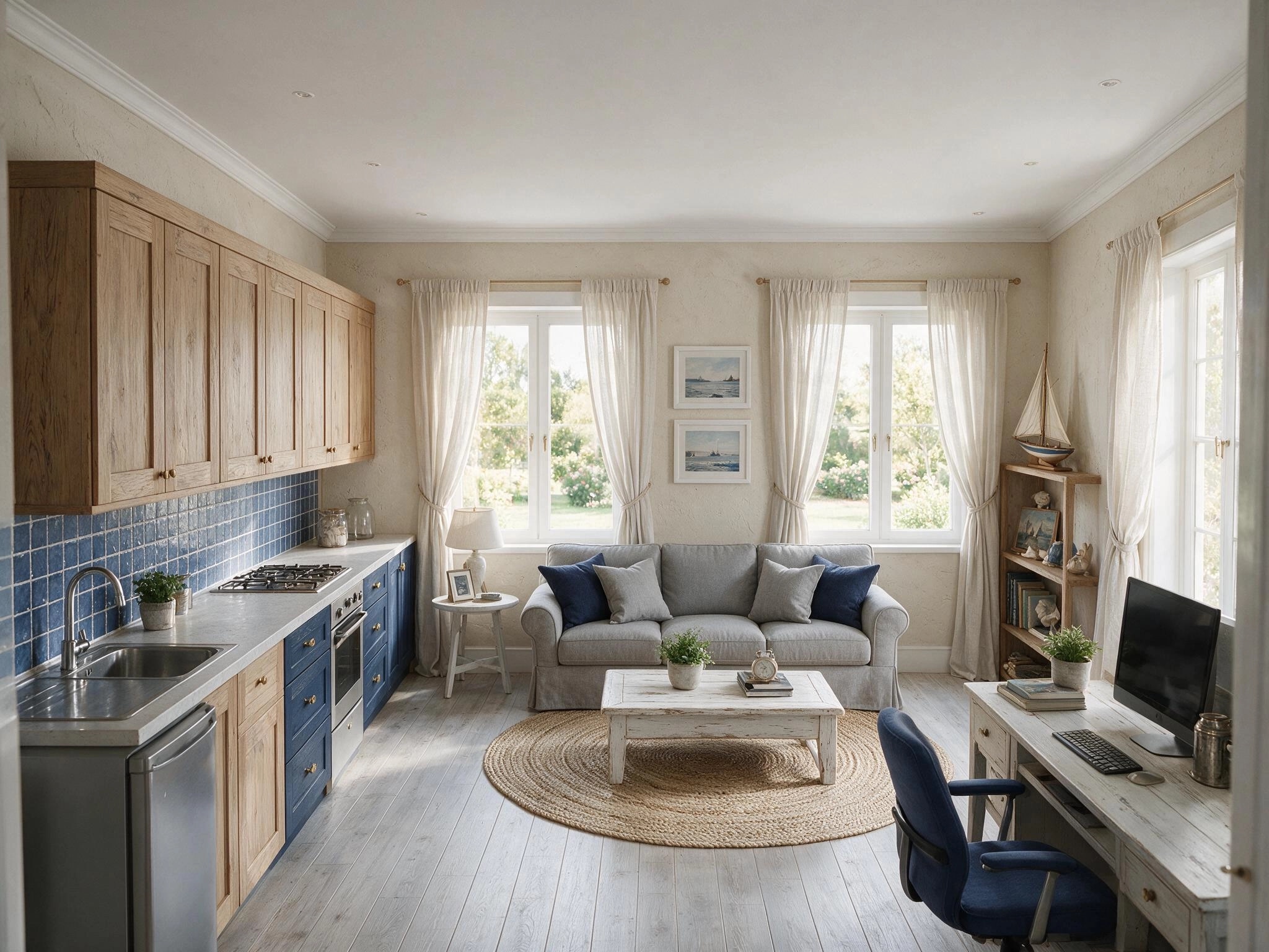 Interior design in Coastal / Hamptons style — Living Room by GenRoom AI