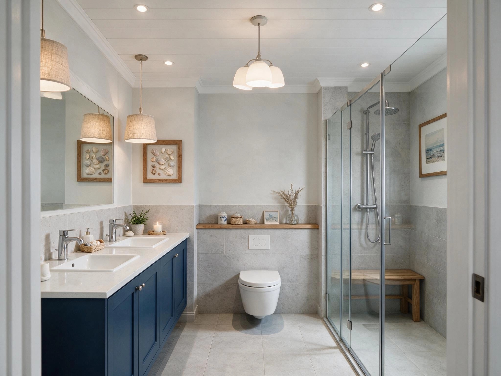 Interior design in Coastal / Hamptons style — Bathroom by GenRoom AI
