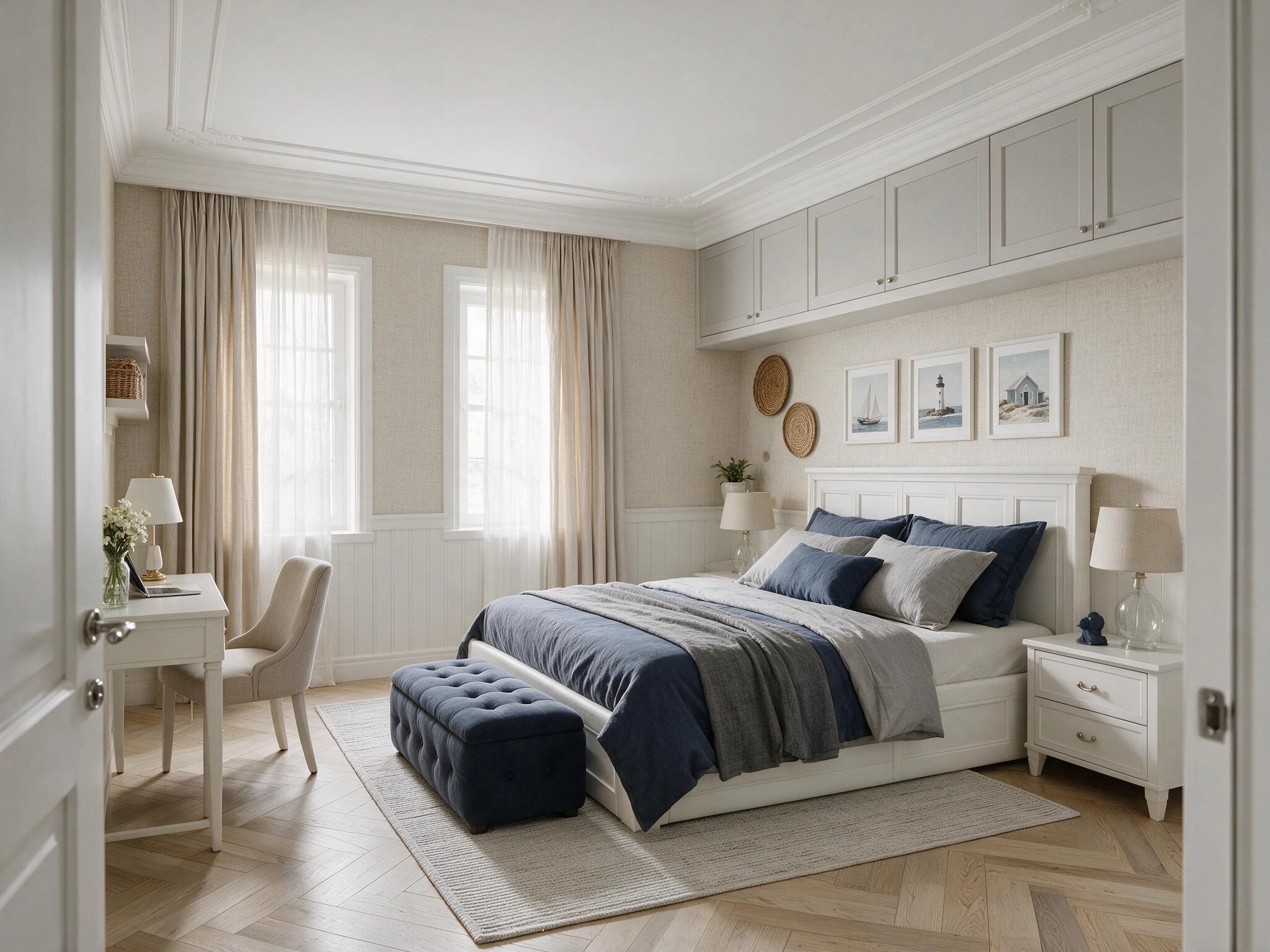Interior design in Coastal / Hamptons style — Bedroom by GenRoom AI