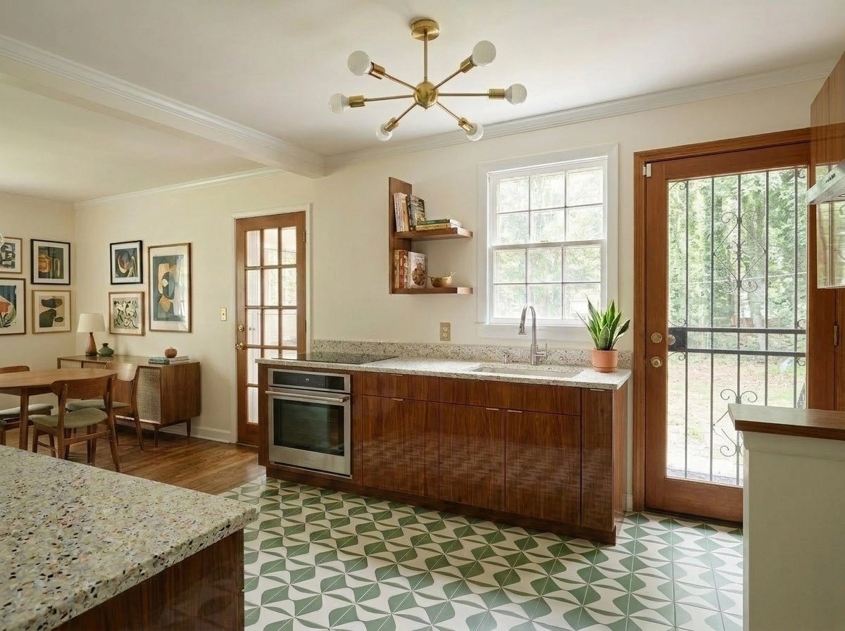 Interior design in Mid-Century Modern style — Kitchen by GenRoom AI