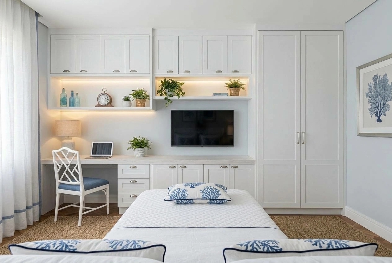 Coastal / Hamptons Bedroom design — interior photo by GenRoom AI