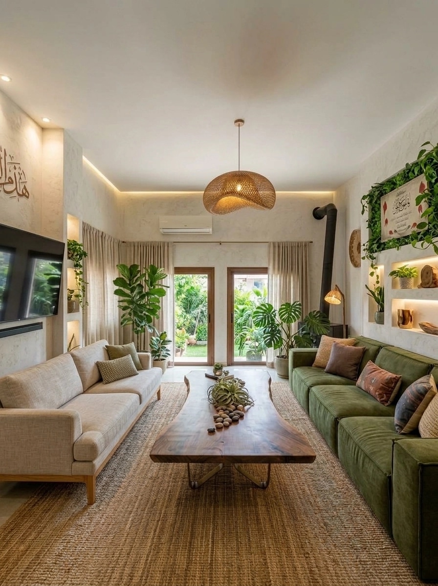 Design de interiores em estilo Biophilic — Sala de Estar por GenRoom AI